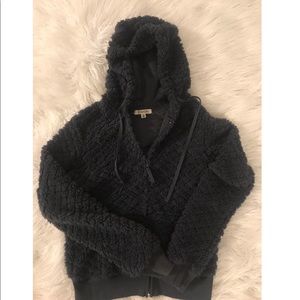 Gray/deep blue fuzzy jacket